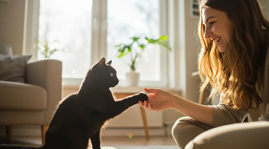 تدريب القطط على المصافحة والأوامر البسيطة