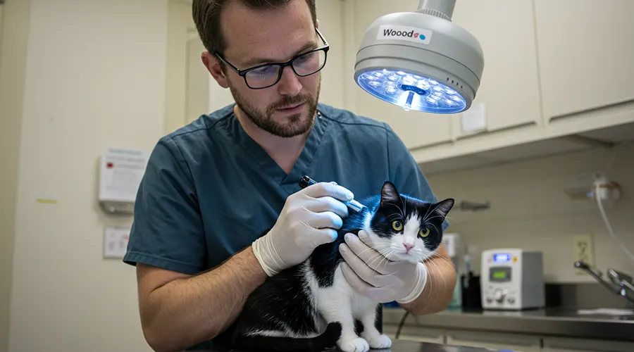 تشخيص القوباء الحلقية عند الطبيب البيطري