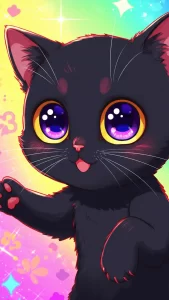 بنات انمي خلفيات قطط سوداء كيوت
