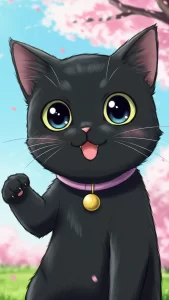 خلفيات انمي قطط سوداء كيوت