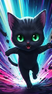 خلفيات انمي قطط سوداء كيوت