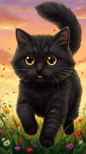 خلفيات انمي قطط سوداء كيوت