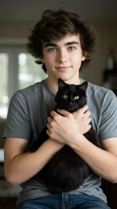 خلفيات شباب مع قطط سوداء