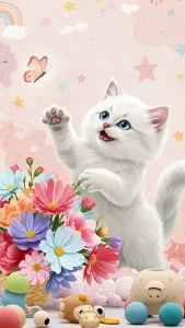 خلفيات قطط بيضاء ناعمة وصغيرة للأطفال