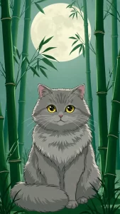 خلفيات قطط رمادية أنمي بأسلوب ياباني