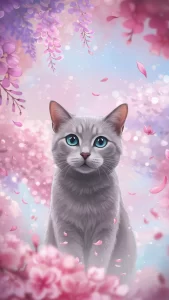 خلفيات قطط رمادية أنمي بأسلوب ياباني