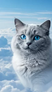 خلفيات قطط رمادية بعيون زرقاء