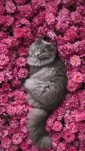 خلفيات قطط رمادية كيوت للبنات