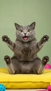 خلفيات قطط رمادية مضحكة