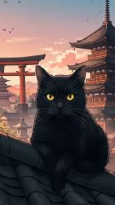 خلفيات قطط سوداء أنمي