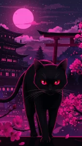خلفيات قطط سوداء أنمي