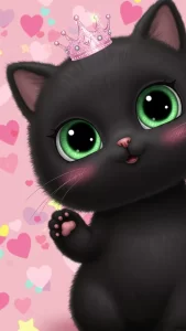 خلفيات قطط سوداء كيوت للبنات كرتون
