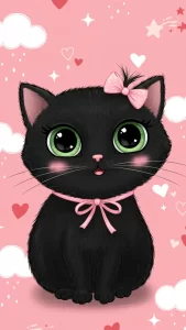 خلفيات قطط سوداء كيوت للبنات كرتون