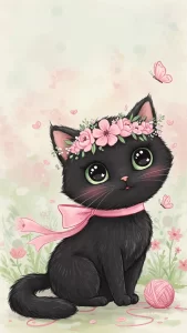 خلفيات قطط سوداء كيوت للبنات كرتون