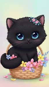 خلفيات قطط سوداء كيوت للبنات كرتون
