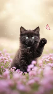 خلفيات قطط سوداء وردية