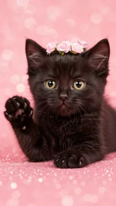 خلفيات قطط سوداء وردية