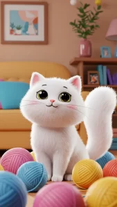 خلفية قطة بيضاء كرتونية مضحكة