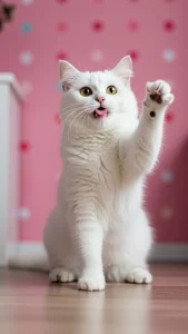 خلفية قطة بيضاء كيوت مضحكة جدا