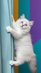 خلفية قطة بيضاء مشاكسة