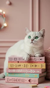 خلفية قطة مع كتب