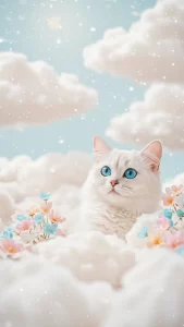 خلفية قطط بيضاء للبنات