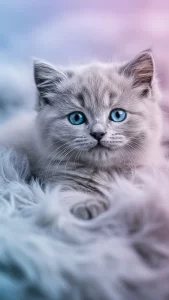 خلفية قط رمادي صغير بنظرة بريئة