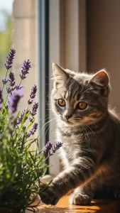 خلفية قط رمادي صغير بنظرة بريئة