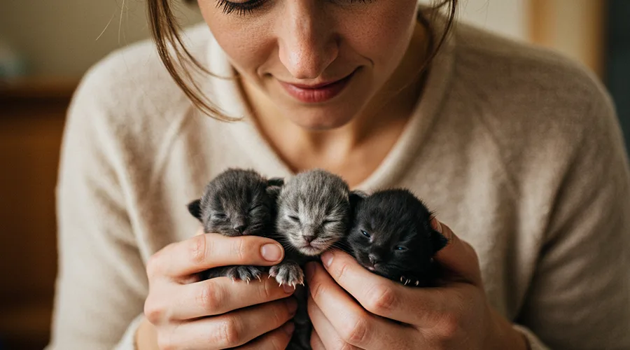 رعاية صغار القطط بعد الولادة
