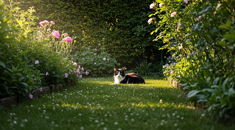 طرد القطط من الحديقة أو حديقة المنزل