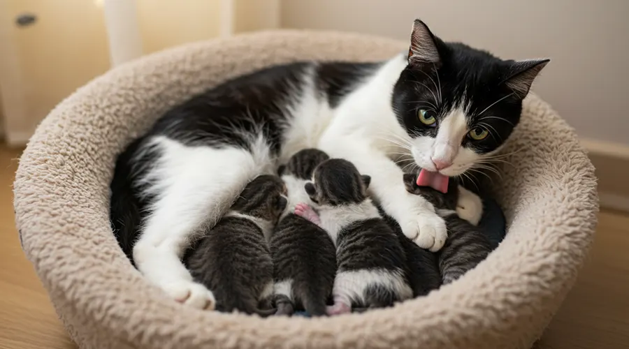 ما بعد ولادة القطط و العناية بالقطة وصغارها