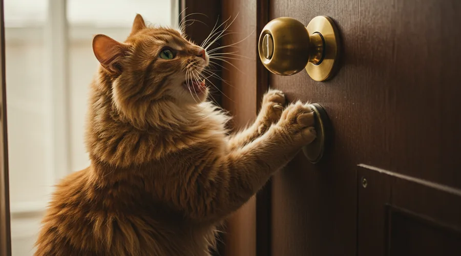 مواء القط عند الباب