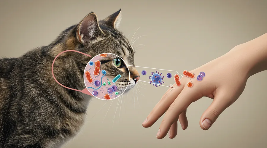 هل فطريات أذن القطط معدية للإنسان أو للحيوانات الأخرى؟