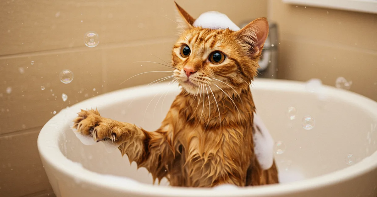 استحمام القطط الطريقة الصحيحة، عدد المرات، وأخطاء يجب تجنبها