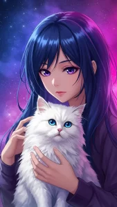 خلفيات بشخصيات أنمي مع قطط شيرازي