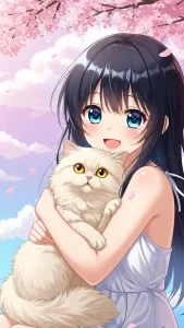 خلفيات بشخصيات أنمي مع قطط شيرازي