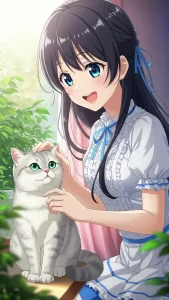 خلفيات بنات أنمي مع قطط بريطاني