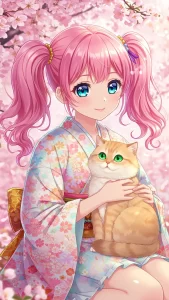 خلفيات بنات أنمي مع قطط بريطاني