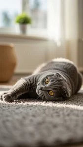 خلفيات رمادية قط إسكتلندي مطوي الأذن 