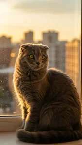 خلفيات رمادية قط إسكتلندي مطوي الأذن 