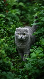 خلفيات رمادية قط إسكتلندي مطوي الأذن