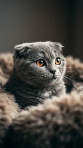 خلفيات رمادية قط إسكتلندي مطوي الأذن 