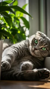 خلفيات رمادية قط إسكتلندي مطوي الأذن