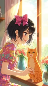 خلفيات قطط برتقالية أنمي