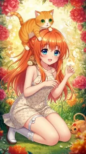 خلفيات قطط برتقالية أنمي