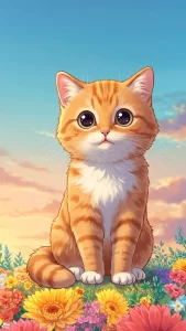 خلفيات قطط برتقالية أنمي