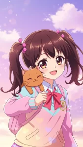 خلفيات قطط بنية بنات أنمي