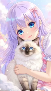 خلفيات قطط راغدول مع شخصيات أنمي