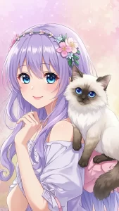 خلفيات قطط كرتونية بنات أنمي