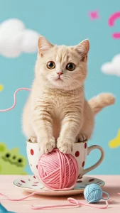 خلفيات قطط كريمية في أوضاع مضحكة